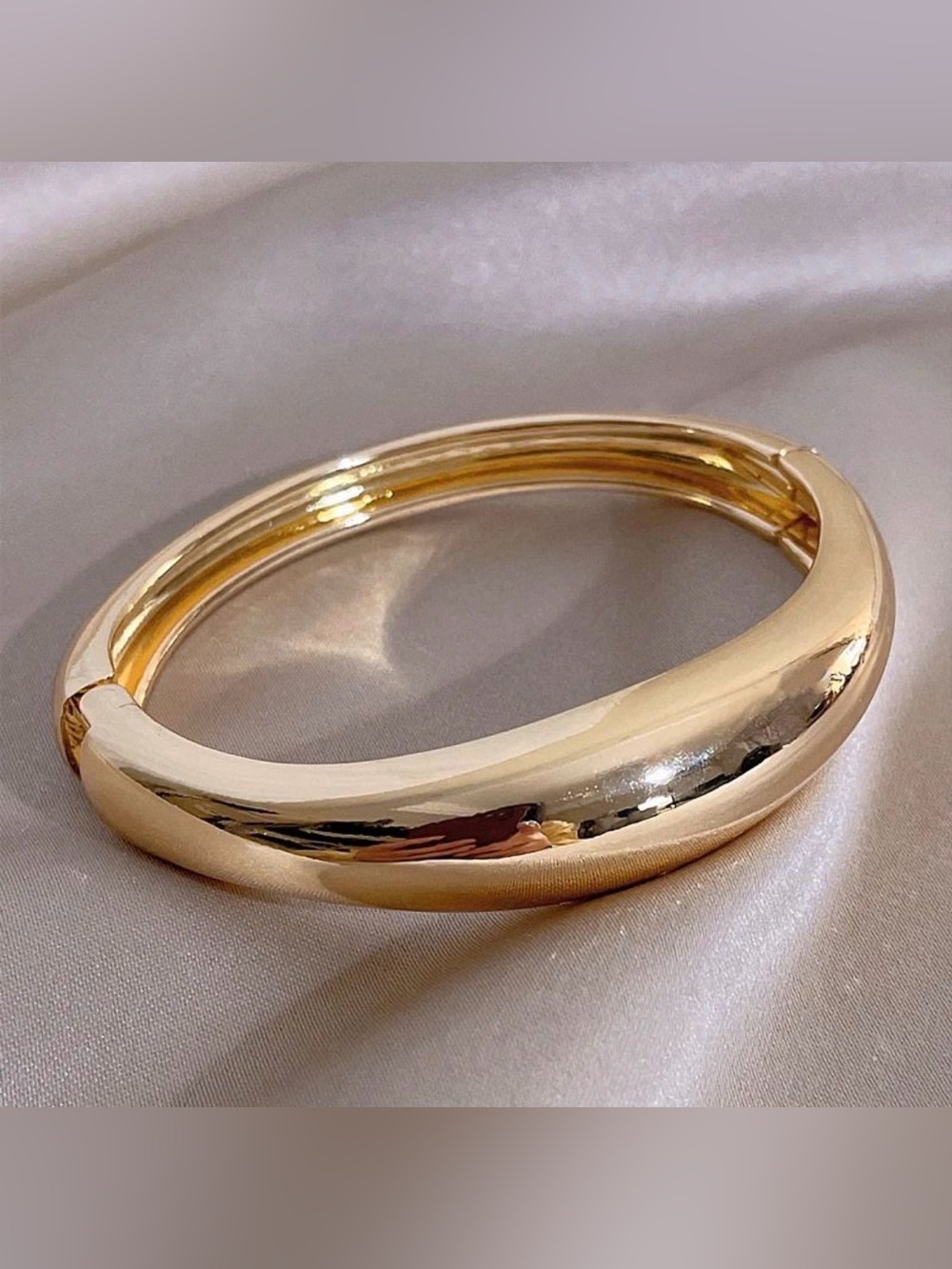Classic Gold Polished Bangle Bracelet - Women Jewelry